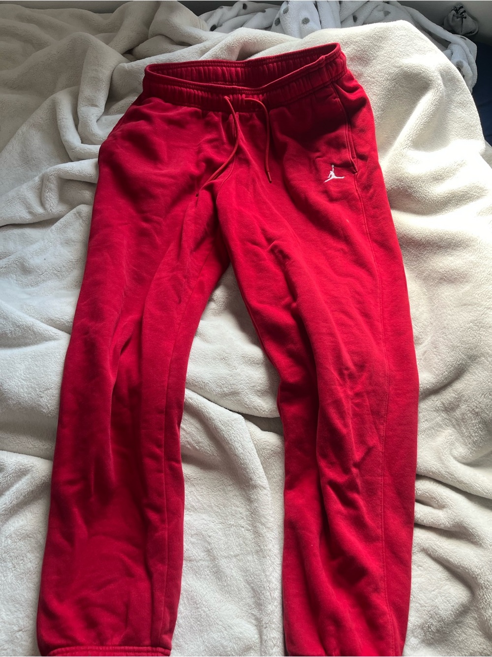 Jordan Red Kids Fleece Joggers with Jumpman Logo